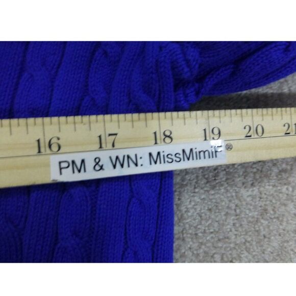 Lauren Ralph Lauren Blue Cable Knit Gold Zipper Zip Up Sweater - Picture 15 of 16